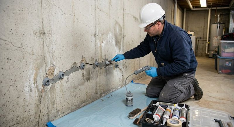 Basement Crack Repair in Tolland, CT