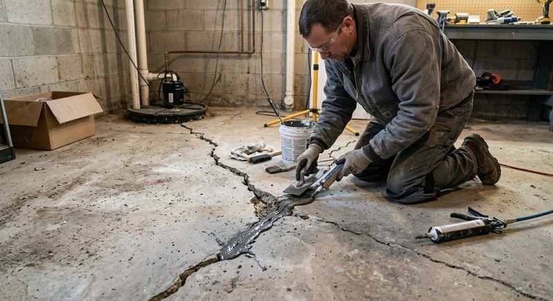 Cracked Basement Floor Repair in Tolland, CT