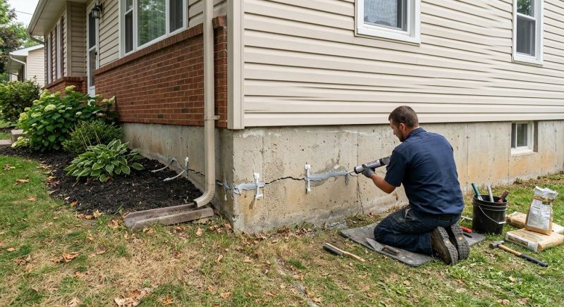 Cracked Foundation Repair in West Suffield, CT