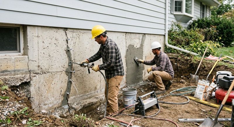 Cracked Foundation Repair in West Suffield, CT