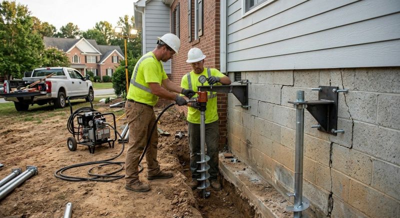 Helical Piers Installation in Tolland, CT