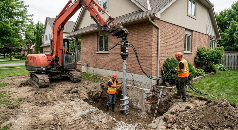 Helical Pile Installation in Tolland, CT