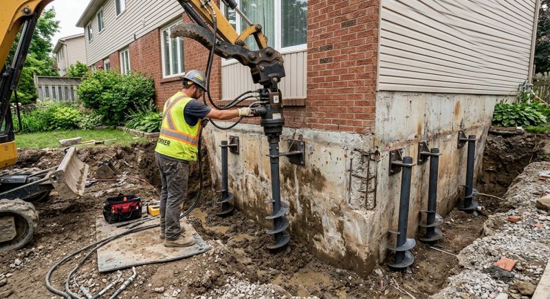 Helical Pile Installation in Tolland, CT